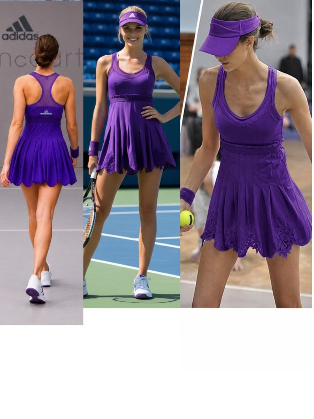 Nwt Adidas Stella McCartney STUNNING Purple Tennis Dress Pleated Skirt M Medium